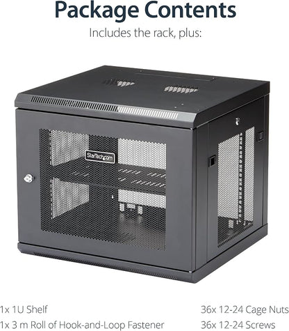 StarTech.com 4-Post 9U Wall Mount Network Cabinet w/ 1U Shelf, Ships Fully - Image 5