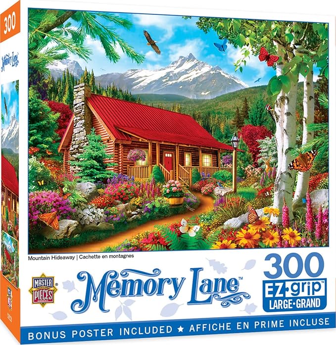 MasterPieces - 300 Piece Jigsaw Puzzle, Large EZ Grip Shapes, Mountain Hideaway by MasterPieces