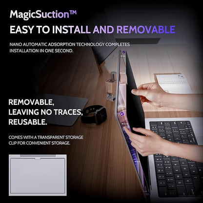 Privacy Screen for MacBook Pro 14 Inch, MagicSuction™ Removable Anti Spy Black - Image 2