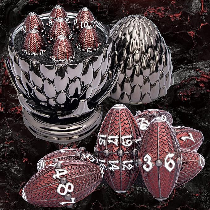 ARUOHHA DND Metal Dice Black Red Dragon Egg Dice by ARUOHHA
