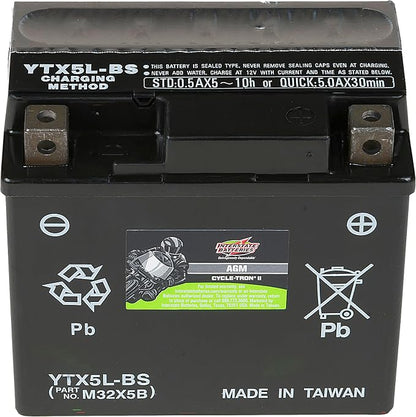 Interstate Batteries YTX5L-BS 12V 4Ah Powersports Battery 80CCA AGM by InterstateBatteries