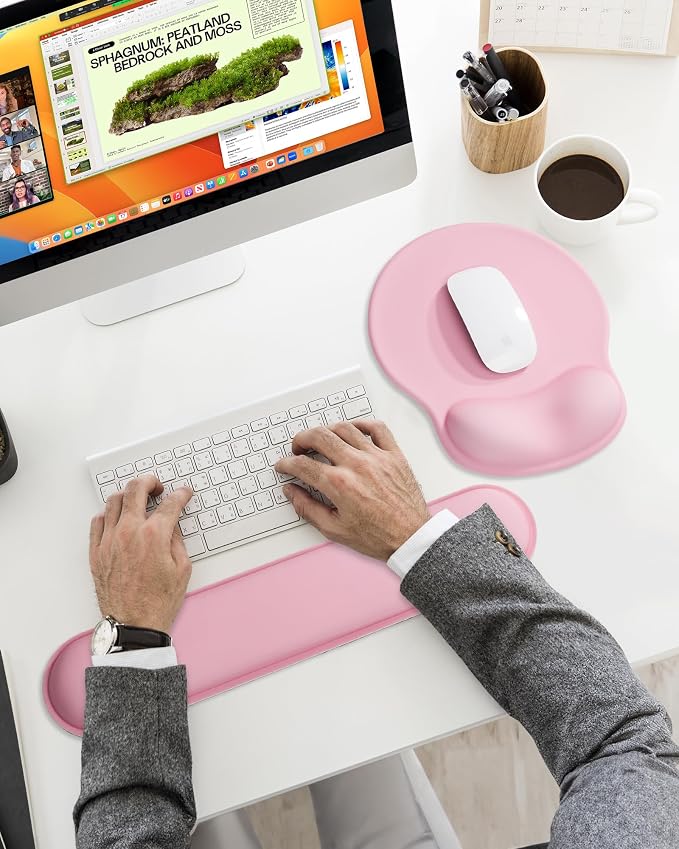 Ergonomic Mouse Pad Wrist Support Set, Memory Foam Keyboard Wrist Rest Set - Image 8