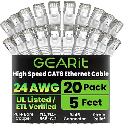 GEARit Cat 6 Ethernet Cable Cat6 Network Patch, Snagless Cord, Internet by GEARit