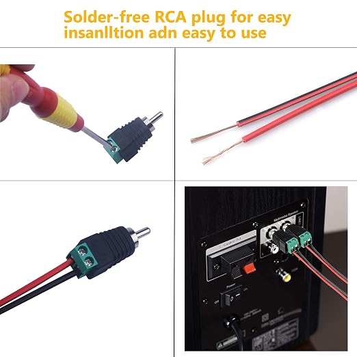 RCA Plugs for Speaker Wire，RCA to AV Screw Terminal Connector, Phono RCA Male - Image 6