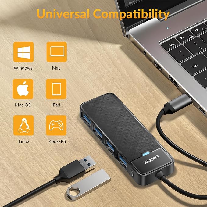 iDsonix USB 3.0 Hub USB C Splitter 5Gbps Data Transfer Ultra-Slim Extender - Image 5