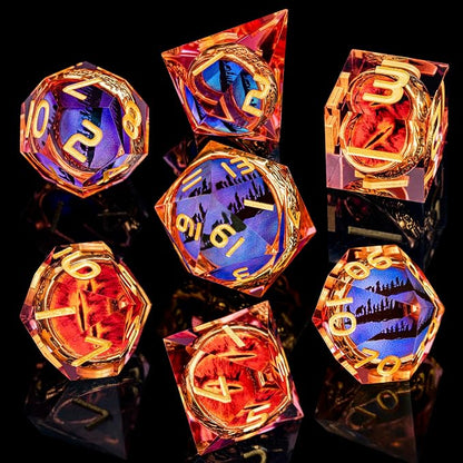 Magic Golden Ring DND Dice Set Sharp Edge Red Gaze Eye Resin Dice - Image 2