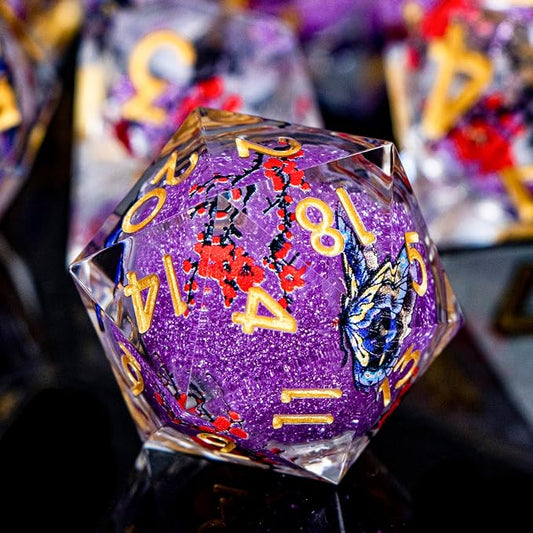 Butterfly DND Dice Purple Liquid Core Dice Set by ORIFANTOU