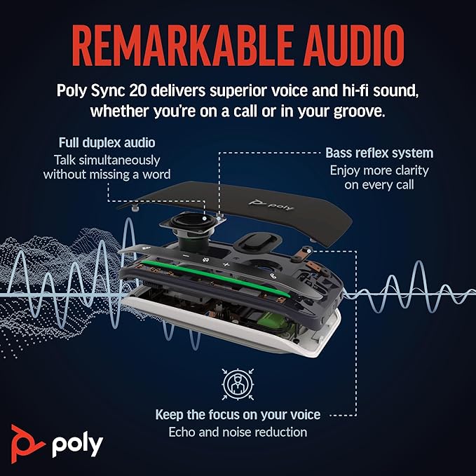 Poly Sync 20 USB-C Personal Portable Smart Speakerphone – Long Battery Life – - Image 3