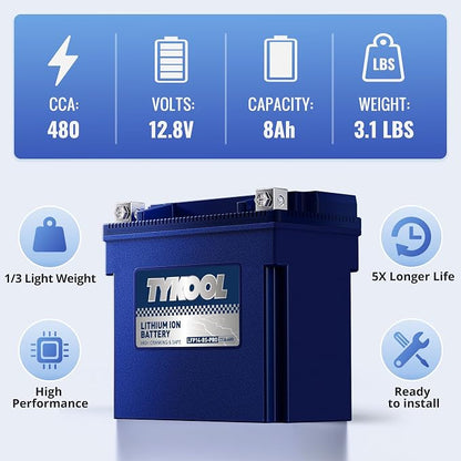 TYKOOL YTX14-BS/YTX14H/GYZ16H High Performance Lithium LiFePO4 Motorcycle - Image 5