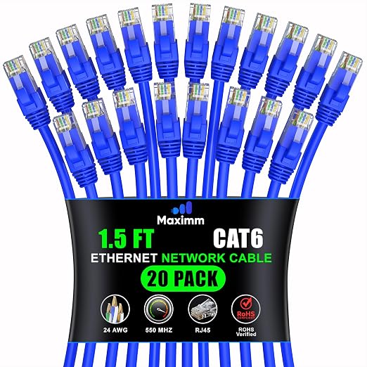 Maximm Cat 6 Ethernet Cable 1.5 ft by MaximmCable