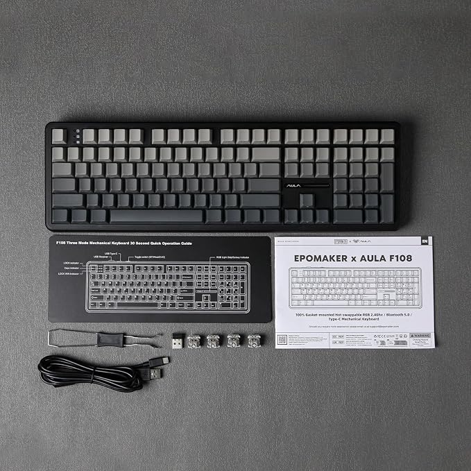 EPOMAKER Aula F108 Wireless Gaming Keyboard, Full Size Mechanical Keyboard - Image 8