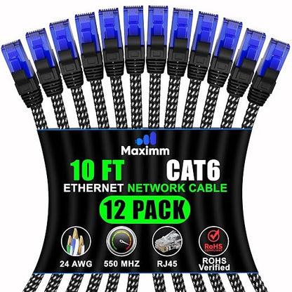 Maximm Cat 6 Ethernet Cable 10 ft, Braided Network Cable Cat6 by MaximmCable