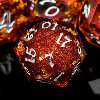 ARUOHHA Liquid Core DND Dice Set, RPG Silver Numbers Red Dungeons Polyhedral - Image 3