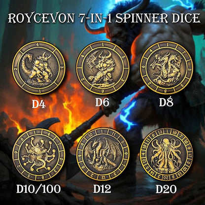 7 in 1 D6 Spinner DND Dice Set D&D, Metal Cube D and D Dice - Image 3