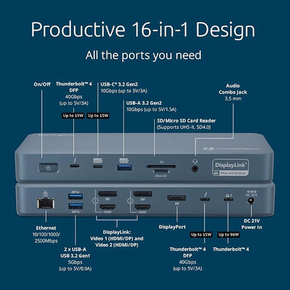 Kensington SD5900T DisplayLink Docking Station Thunderbolt 4, Quad 4K - Image 3