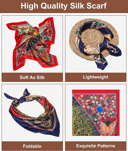 Senker Fashion 35" Head Scarf for Women, Pirate Costume Accessories Silk Red - Image 3