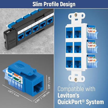 Everest 45° Angled RJ45 Cat5e Keystone Jacks 10-Pack in Blue - Image 7