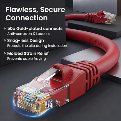 GEARit Cat 6 Ethernet Patch Cable 10 ft Red Cat6 Patch Cables 10ft Red/Ethernet - Image 4