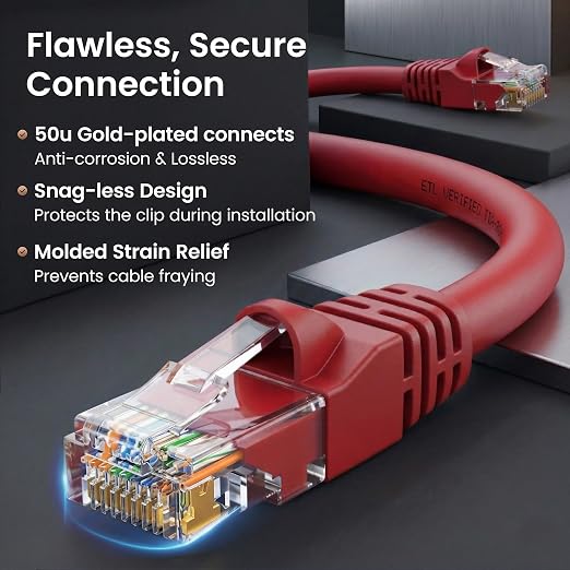 GEARit Cat 6 Ethernet Patch Cable 1 ft Red Cat6 Patch Cables 1ft Red/Ethernet - Image 4