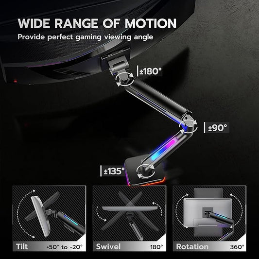 Ultrawide Monitor arm for 17-49'' Heavy Duty Screen up to 44lbs, Gas Spring - Image 2