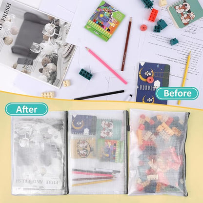12pcs Mesh Zipper Pouch Bags, A4 Puzzle Bag - Image 5