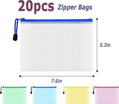 AUSTARK 20 Pcs Zipper File Bags, Plastic Mesh Pouch, Board Game Storage Bag - Image 2