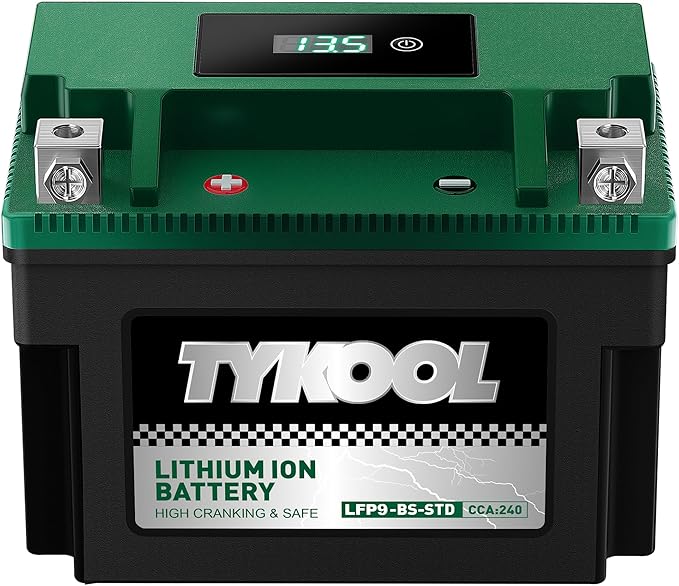 TYKOOL YTX9-BS -STD 240CCA Lithium LiFePO4 Motorcycle Battery, 2X Cranking Amps by TYKOOL