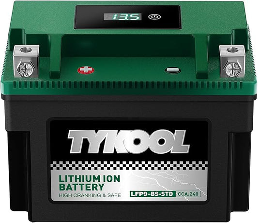 TYKOOL YTX9-BS -STD 240CCA Lithium LiFePO4 Motorcycle Battery, 2X Cranking Amps by TYKOOL