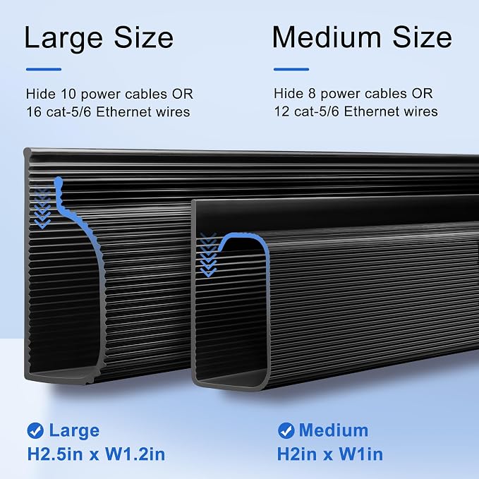 Cable Management Under Desk 31.5in J Channel, ZhiYo Cord Organizer - Image 2
