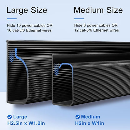 Cable Management Under Desk 94.5in J Channel, ZhiYo Cord Organizer - Image 3