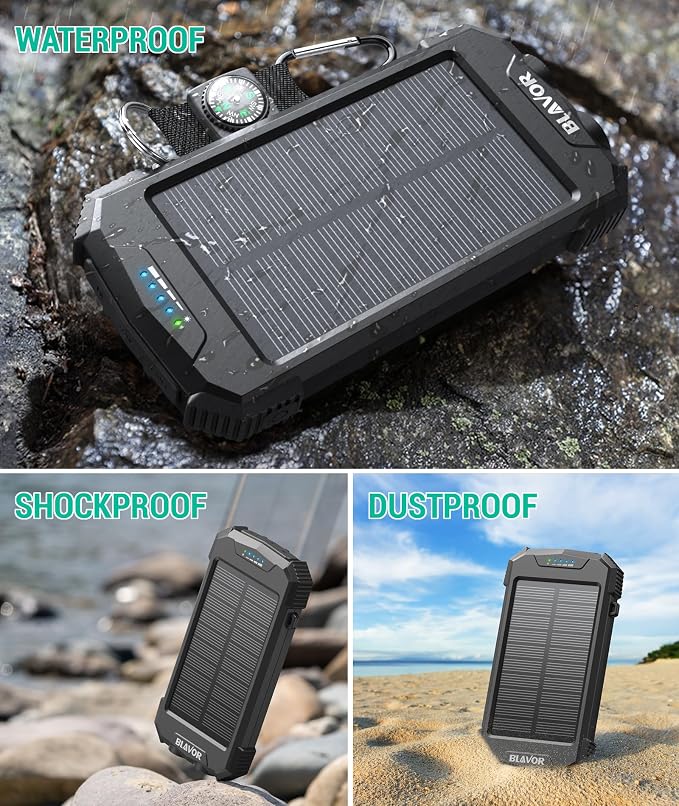 BLAVOR Solar Charger Power Bank 10, Portable Wireless Charger, 20W Fast - Image 6