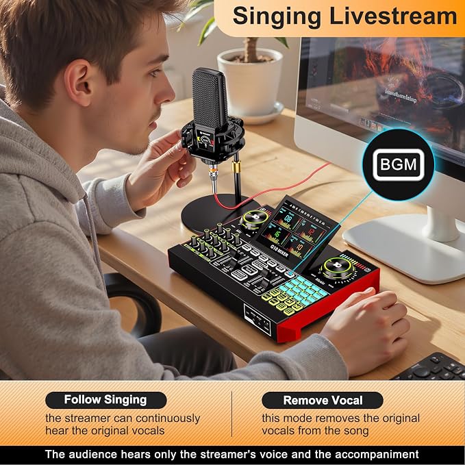 Podcast Equipment Bundle with 3.5mm Microphone and Live Sound Card, Audio - Image 6