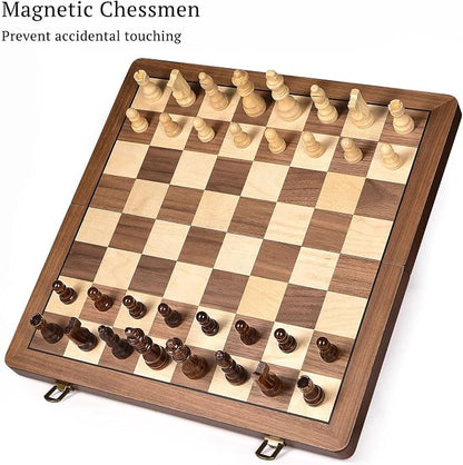 15" Wooden Chess Set with Magnetic Pieces - Image 3