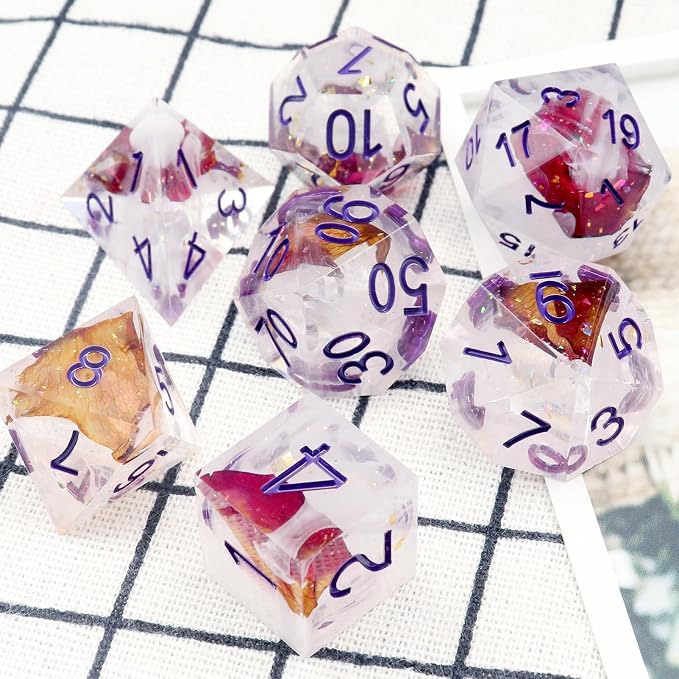 Haxtec DND Dice Set Rose Flower Sharp Edge Dice - Image 8