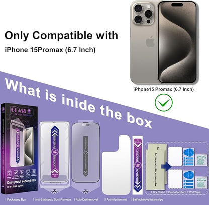 2 Pack Matte Screen Protector for iPhone 15 Pro Max, 9H Tempered Glass - Image 7