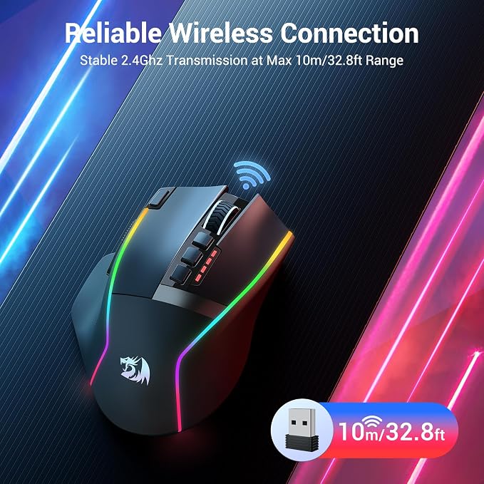 Redragon Wireless Gaming Mouse, Ergonomic Mouse 16000 DPI - Image 2