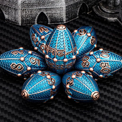 ARUOHHA DND Metal Dice Copper Blue Dragon Egg Dice - Image 5