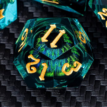 ARUOHHA DND Resin Dice Dragon Eye Dice Liquid Core Red Sharp Edged Dice Set - Image 4