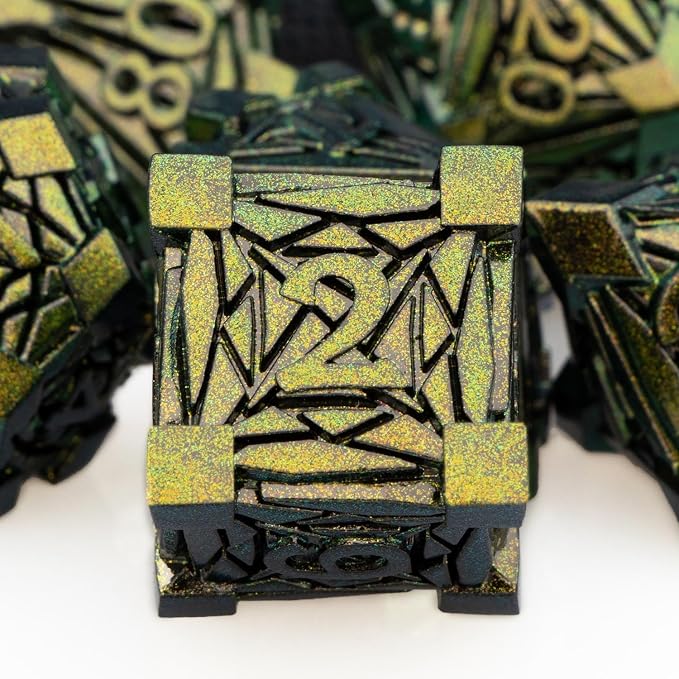 7PCS Metal DND Dice Set with Box, Debris RPG D and D Dice - Image 3