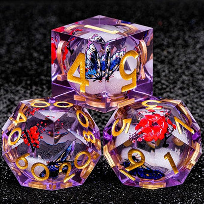 Butterfly DND Dice Purple Liquid Core Dice Set - Image 3