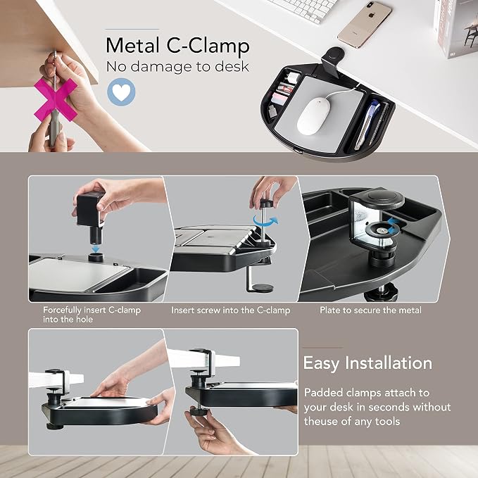 EHO Clamp-On Desk Organizer, Mouse Pad Storage, Spill-Proof, Under Desk Storage - Image 8