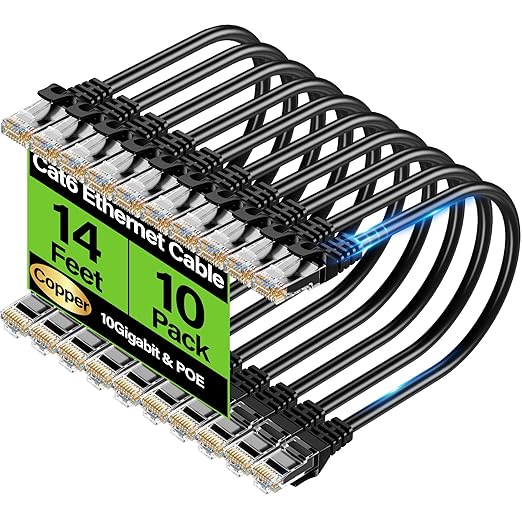 Cat6 Ethernet Cable 10Gbps 14 ft, UTP Ethernet Cable Cat 6, Flexible Bare by Unknown