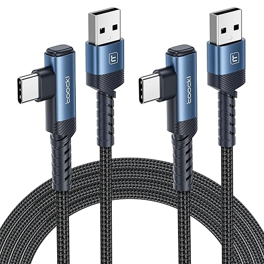 USB to USB C Cable USB A to Type C Right Angle Charger Cord 90 Degree Braided by toocki