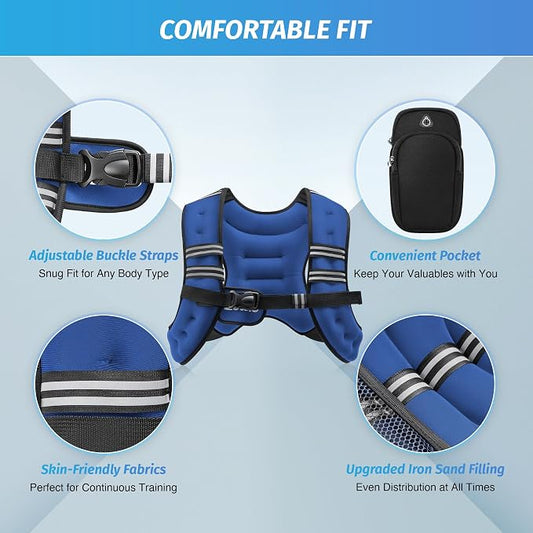 ZELUS Weighted Vest, 6lb/8lb/12lb/16lb/20lb/25lb/30lb Weight Vest - Image 2