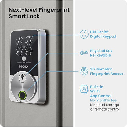 Lockly Secure Pro Smart Door Lock, Fingerprint Keyless Entry Door Lock - Image 2