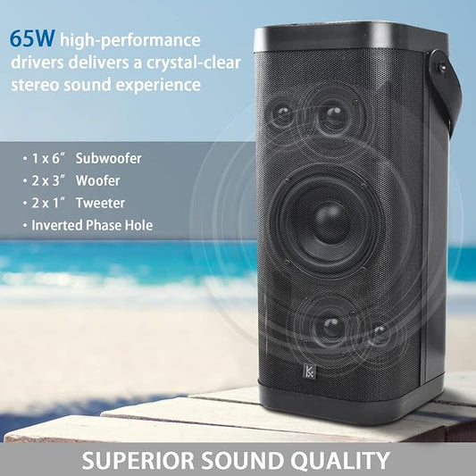 Bluetooth Speakers, KONEX 65W Portable Wireless Speaker, 3-Way System - Image 2