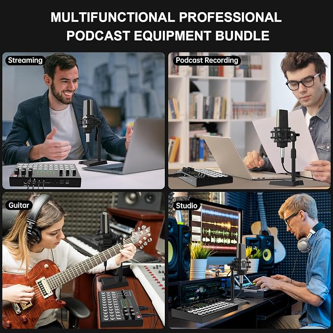 RHM Podcast Equipment Bundle, All-in-One Audio Interface DJ Mixer - Image 9
