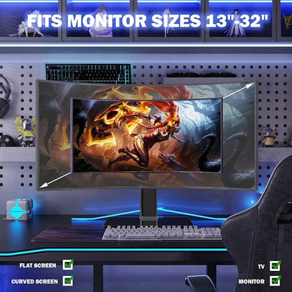 Single LCD Computer Monitor Free-Standing Desk Stand Mount Riser - Image 7