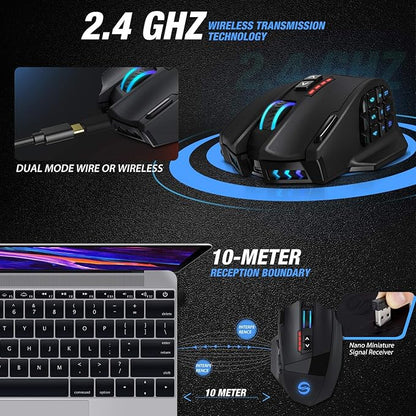 UtechSmart Venus Pro RGB Wireless MMO Gaming Mouse, 000 DPI Optical Sensor - Image 3