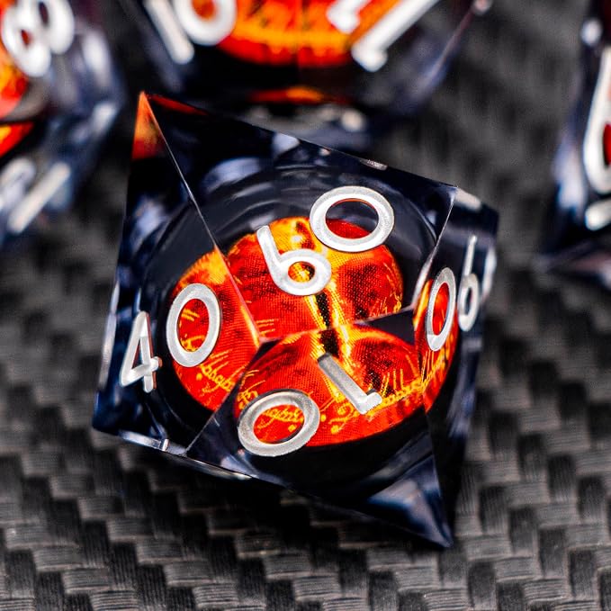 ARUOHHA DND Resin Dice Gazes Eye Dice Liquid Core Flaming RPG Sharp Edged Dice - Image 4